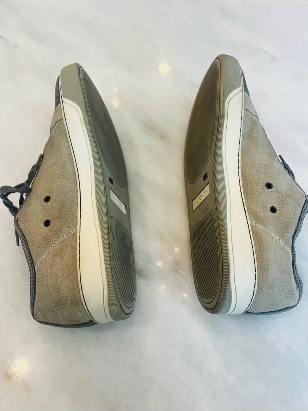 Lanvin DBB1 Men's Low-Top Suede Sneakers Taupe Gray size 11